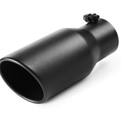 A-KARCK Exhaust Tip 3.5 Inch Inlet, 3.5" Inlet 5" Outlet 12" Long Black Coated Finish Muffler Tip For Truck Tailpipe, Stainless Steel Rolled Edge