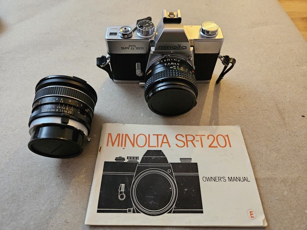 Minolta SRT 201 Camera with 2 Lenses