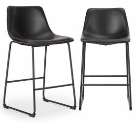 Black Vegan Leather Bar Stools