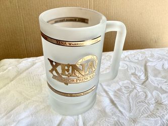 1997 Xena Warrior Princess Frosted Glass Mug Pint Size Beer Tankard Television Series Logo