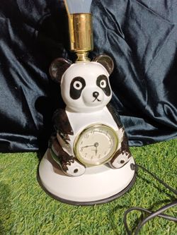 Type: Vintage/retro novelty ceramic panda table lamp with integrated analog clock