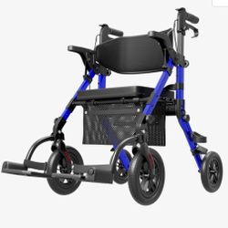 NEW! Vocic Transport-Wheelchair-Lightweight-Foldable, Walker Wheelchair Combo, 2 in 1 Rolling Walker, 300lb Adults 