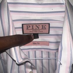 Thomas Pink Traveller Slim Fit Men's Dress Shirt Button Up Size 16