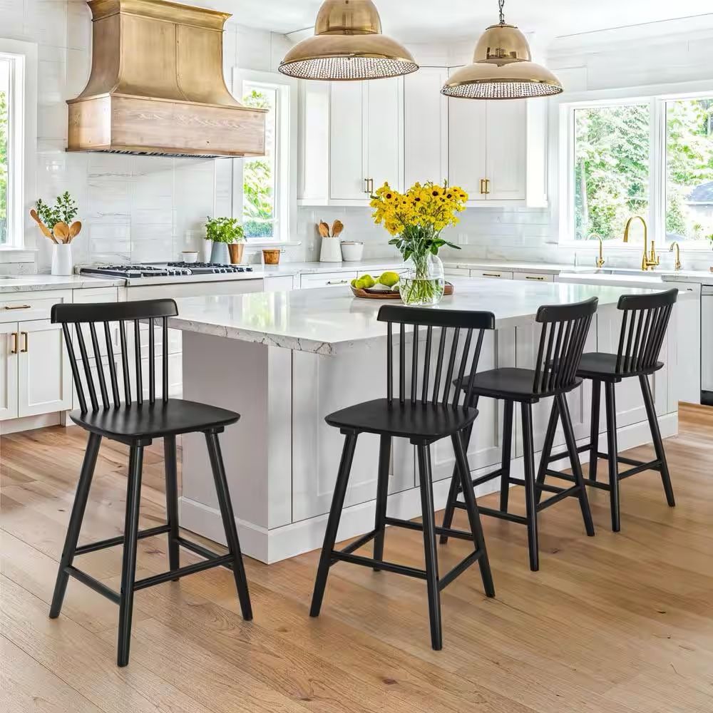 Bar Stools Set of 4 Black Brand New