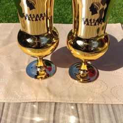 2 Caesars Palace hurricane shaped glasses