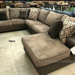 Abalone 3-Piece Chocolate Sectional Couch Same Day Delivery