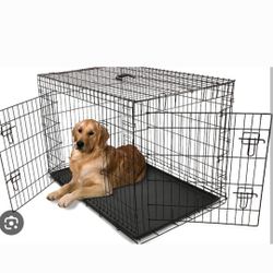 New In Box 36" L'Xl Dog Crate 2 Door Folding Puppy Cage With Floor Tray Easy Pop Up Kennel Jaula De Mascota 
