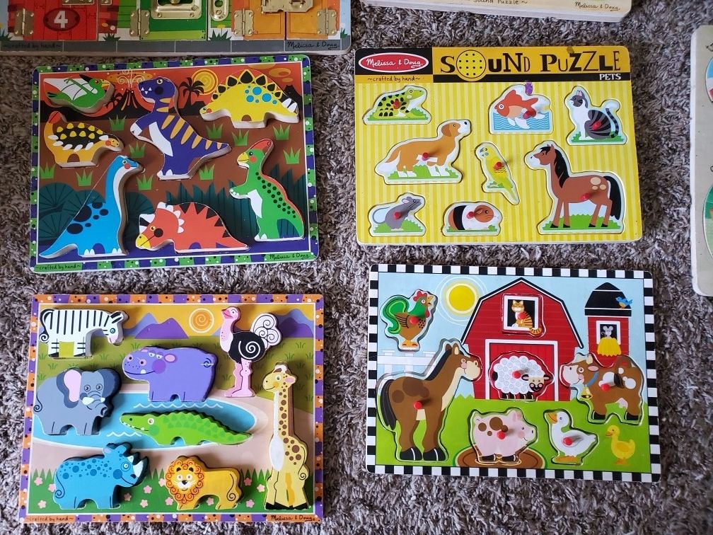7 Wooden Mellissa and Doug Puzzles