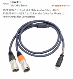 10FT USB C to Dual XLR Male Audio Cable - Hi-Fi 32Bit/384Khz USB C to XLR Audio.