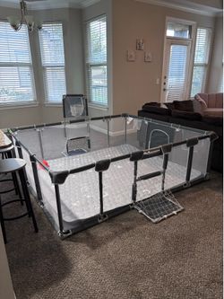 79” x 71” Baby Playpen with Mat – Large Indoor Outdoor Play Yard with Basketball Hoop