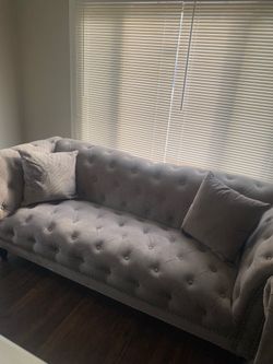 Gray Couch Set With Mirrored Center Table