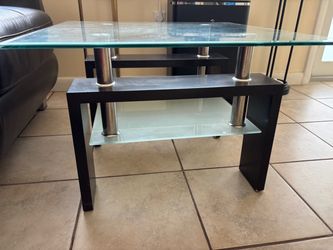 Glass Top Side Table with Lower Shelf