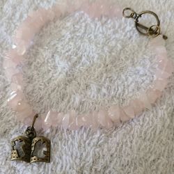 Bracelet Rose Quartz Stretch Bible Charm 