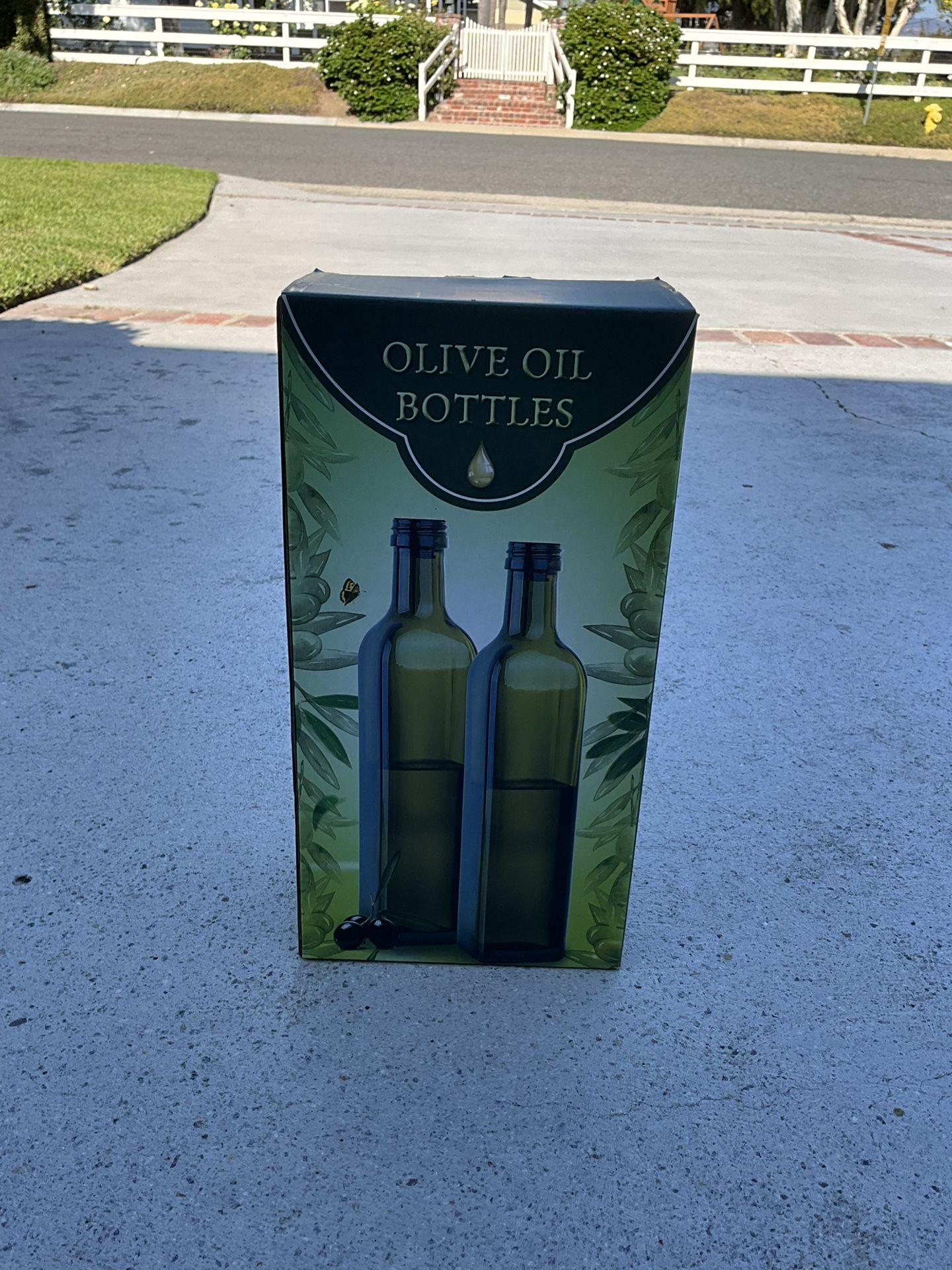 Green Glass Olive Oil Bottles