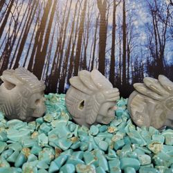 Druzy Hand Carved Agate Chief Skulls 