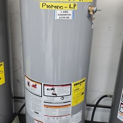 New Water Heater Propane Gas 50 Gallons 1 Year Warranty Garantia Por Escrito 