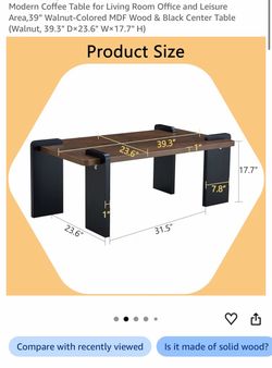 Modern Walnut MDF Coffee Table with Black Legs