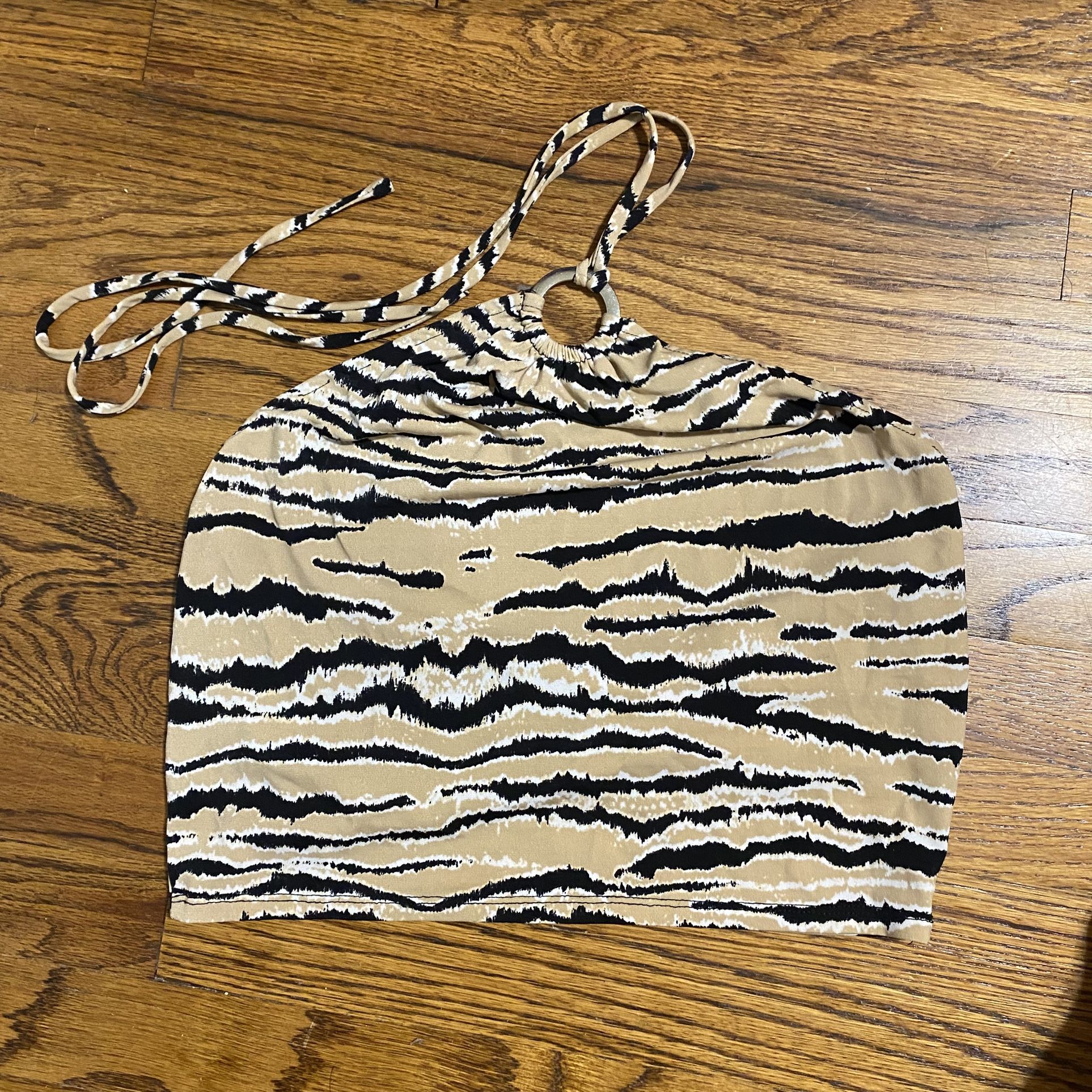 Women’s Halter Zebra Print Crop Top