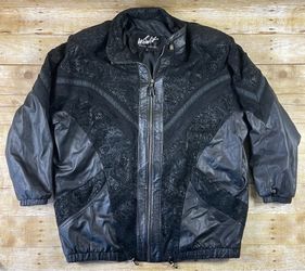 Winlit Special Edition Genuine Leather Black Womens Sz 1X XL Mixed Design Jacket