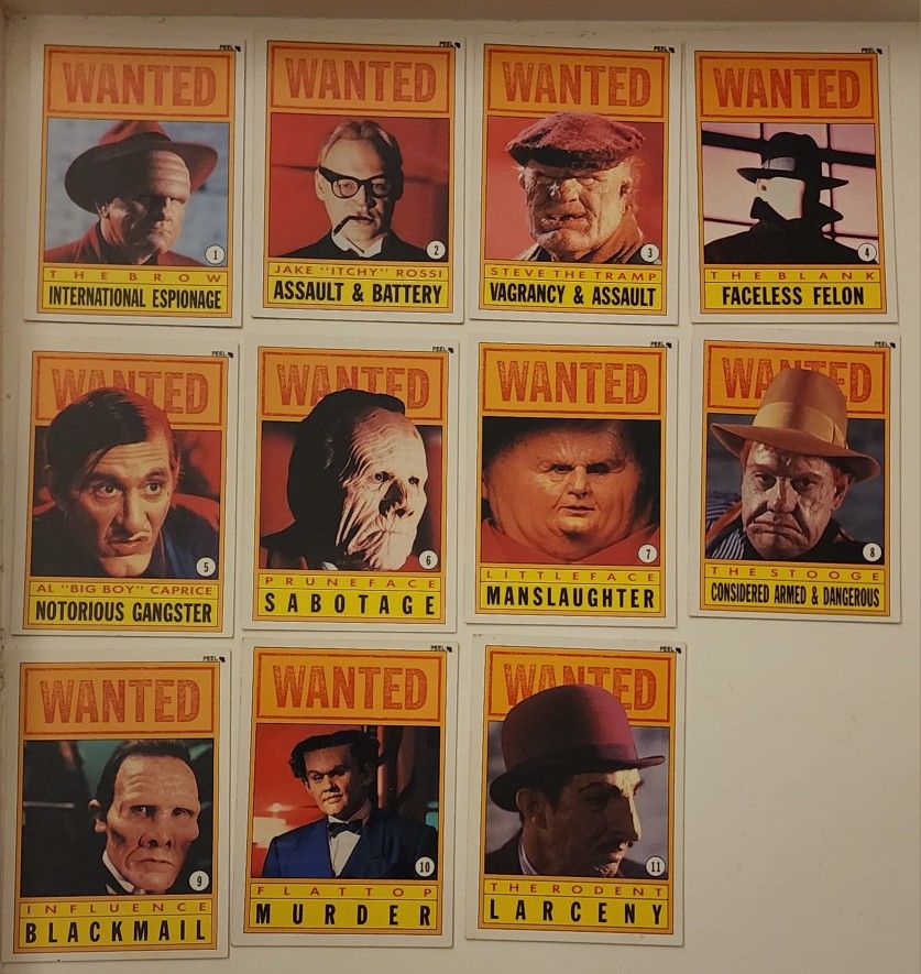 Dick Tracy Villains Wanted Cards And Reverse Side Card Poster