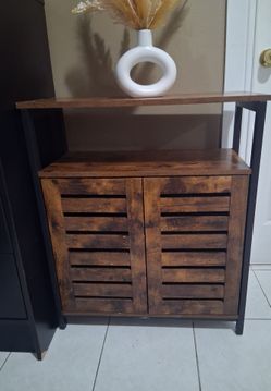 Industrial Wood and Metal Storage Cabinet