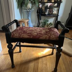 Mid Century Mahogany  Vanity Bench / Vanity Chair 