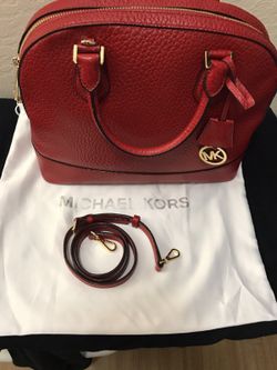 Red pebble Michael Kors leather handbag