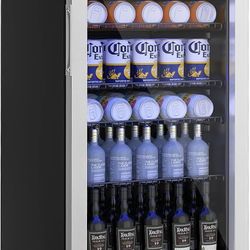 Beverage Refrigerator and Cooler, 110 Can/3.1 Cu Ft Mini Fridge with Glass Door,