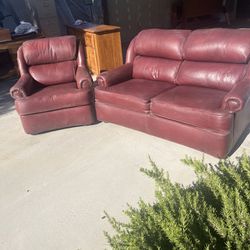 Leather couch and chair 