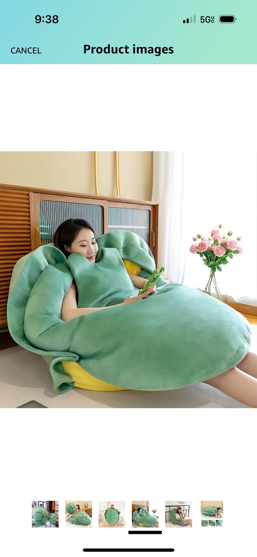 LELEBEAR Turtle Power Shell, Giant Turtle Pillow, Kawaii Wearable Turtle Shell Pillows Funny Cosplay Plush Cushion (60cm/23.6in)