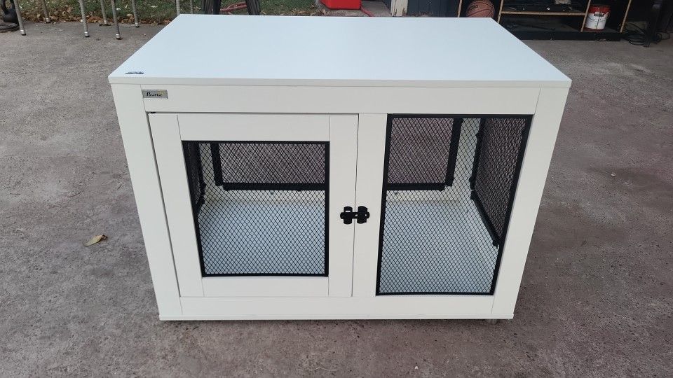 New PawHut Dog Kennel Furniture, Double Doors for Large Dogs