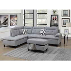 Gorgeous 3 Piece Sectional and Ottoman with Storage