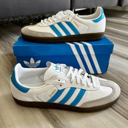 Men's Adidas Originals Samba OG Shoes - White Blue - Size 11.5