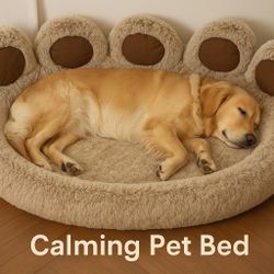 Calming Paw-Shaped Pet Bed – Anxiety-Relief & Ultra-Soft! 