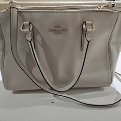 Coach White Crossgrain Leather Handbag 