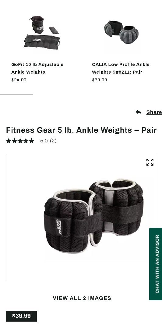 Fitness Gear 5 lb. Ankle Weights – Pair