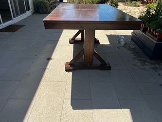 Farmhouse Wood Dining Table Trestle Base