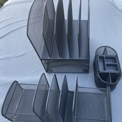 Metal Black Mesh Desk Office Organizers 