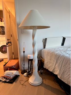 Michael Taylor style plaster swirl floor lamp