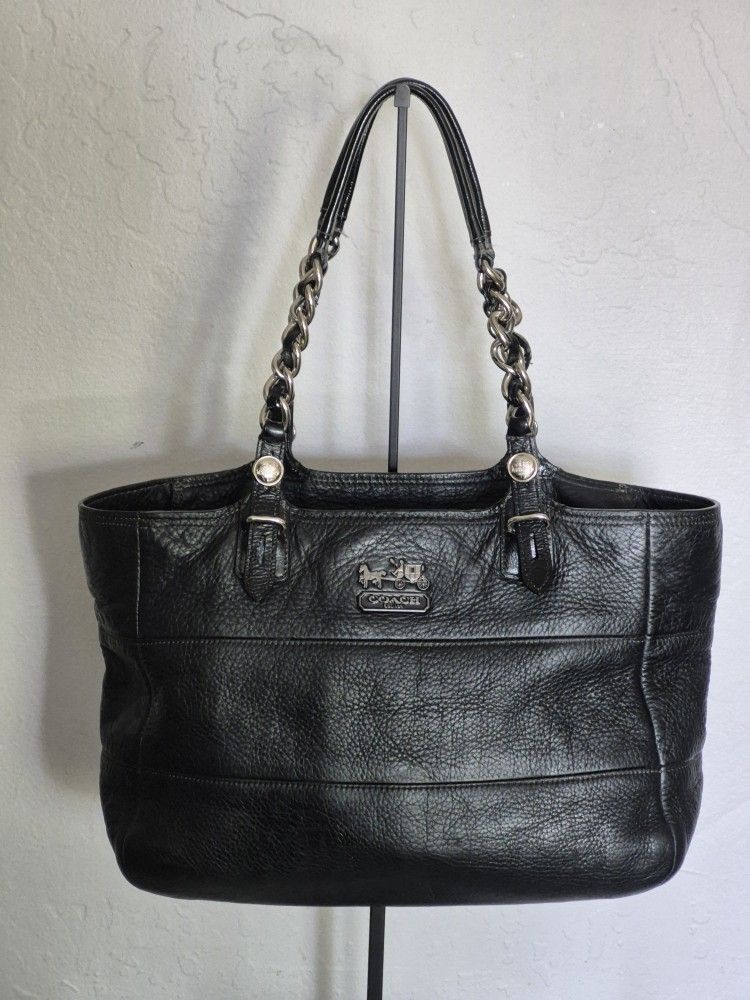 Coach Black Leather Tote Bag