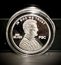 Miniature 99.9% Pure Silver Lincoln Penny Tribute Coin (15mm) • 1 Gram Fine Silver (.999) • Fractional Silver Round in Protective Capsule
