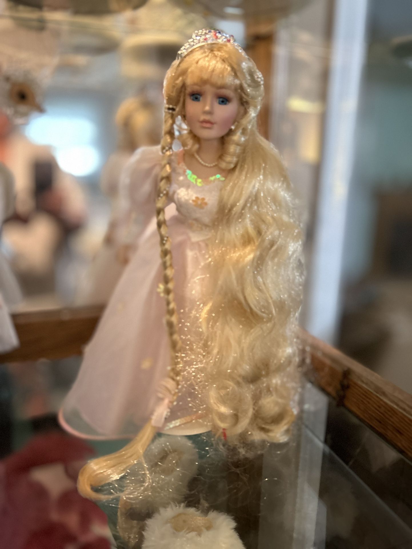 Rapunzel Porcelian Doll On Stand