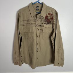 Vintage Oakley Software Military Button Down Shirt Mens XL Tan