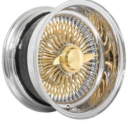 17x8 Standard Titanium Gold Center, 100 Spokes, Super Sweft Knockoff And Adapters Included