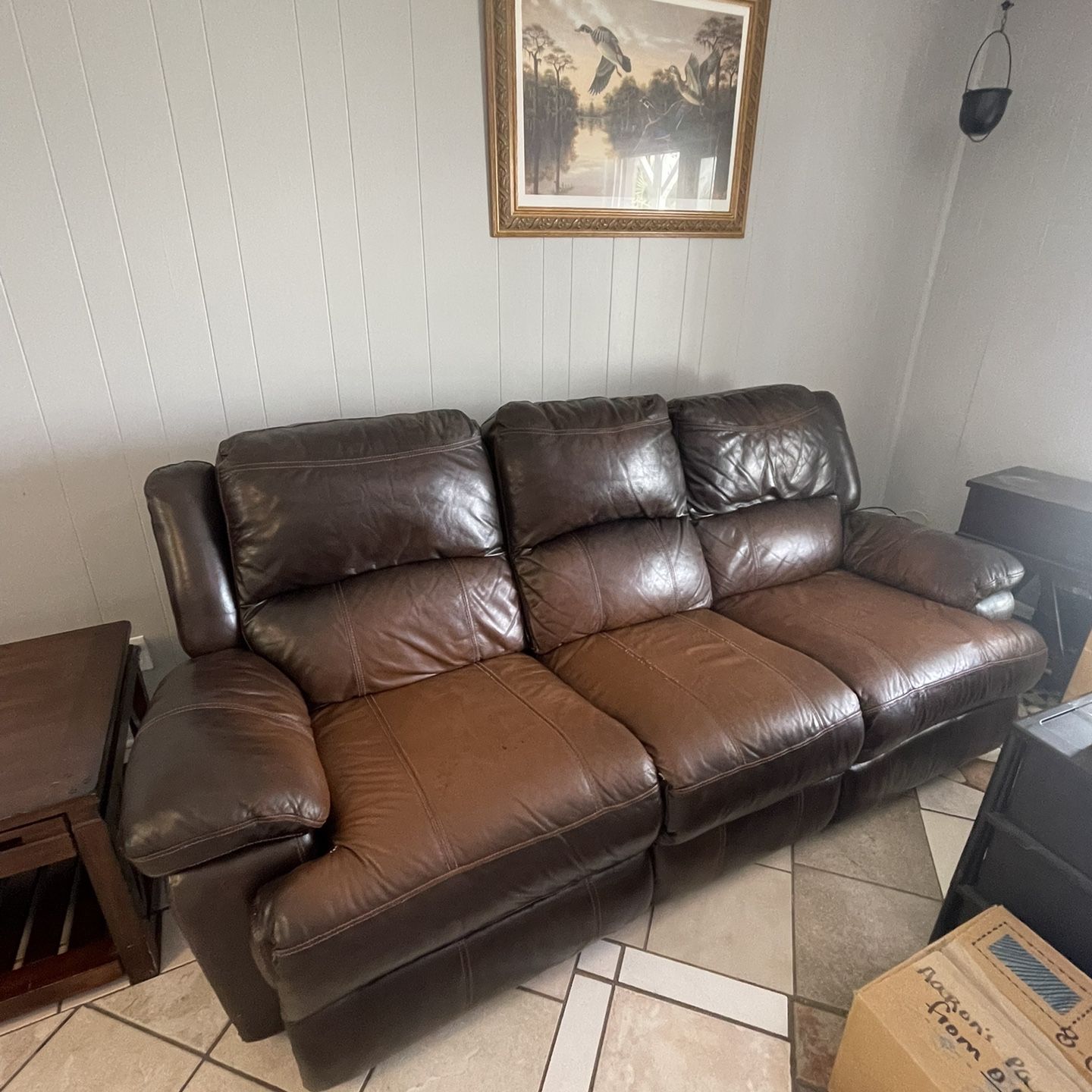 Leather Reclining Sofa