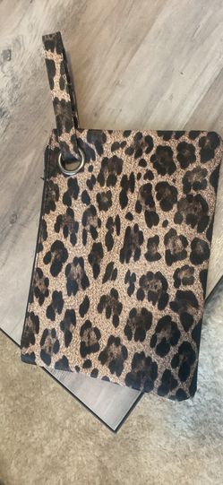 Leopard Print Wristlet Clutch 12”x 9”