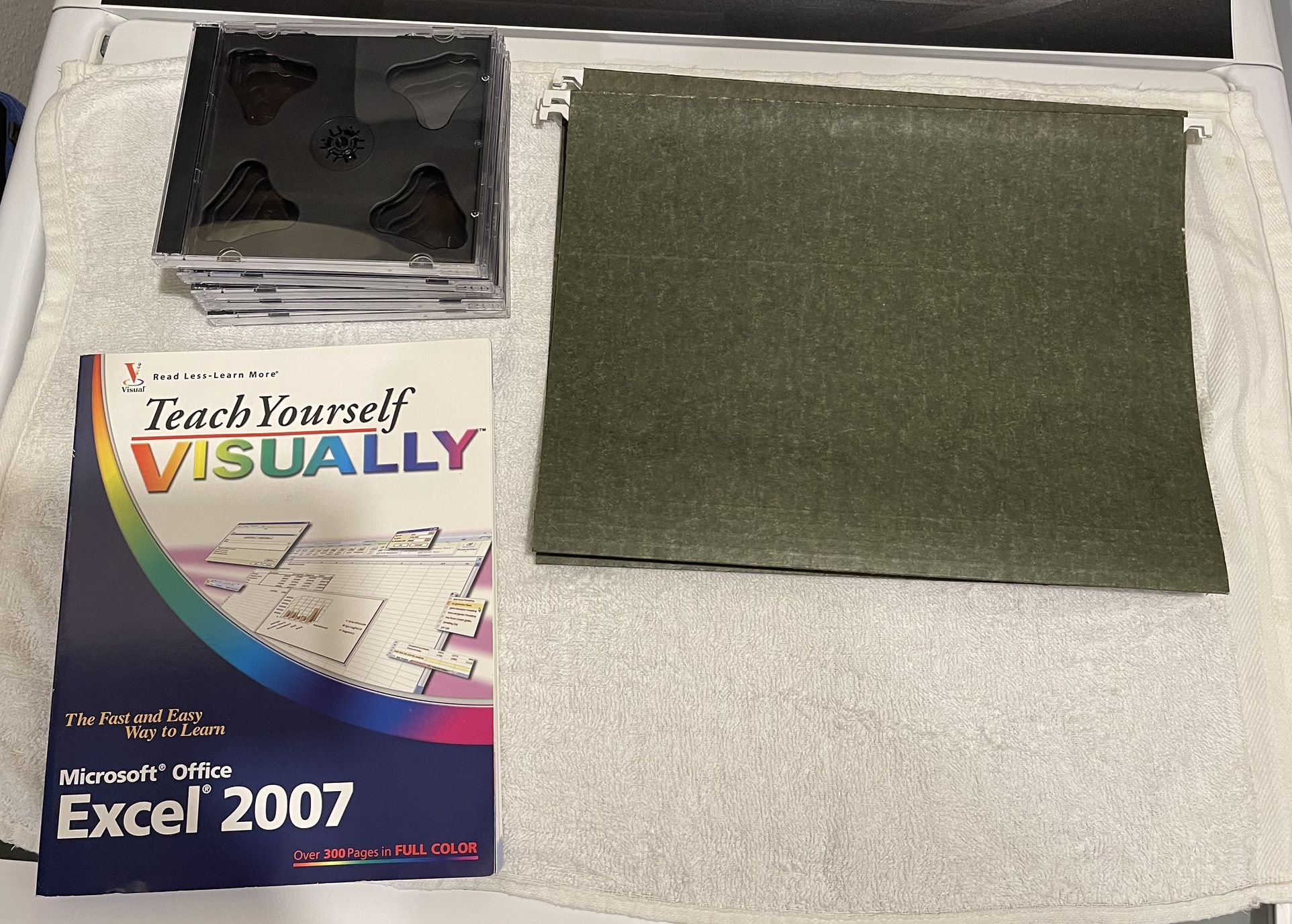 5 New CD Cases, 5 Hanging File Folders & Excel Book