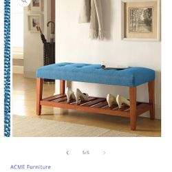 New in Box - Acme Furniture Charla Bench (Light Blue/Oak)