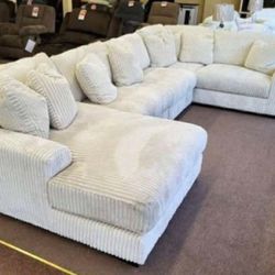OM• $38 Initial • Brand New Lindyn 5 Piece Sectional With Chaise Ivory