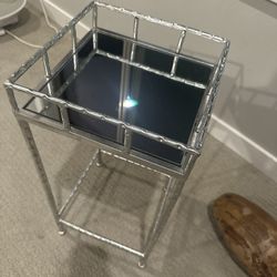 Silver Mirrored Table side  